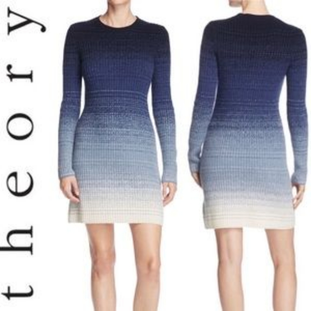 Nwot Theory ombré ribbed wool cashmere sweater dress